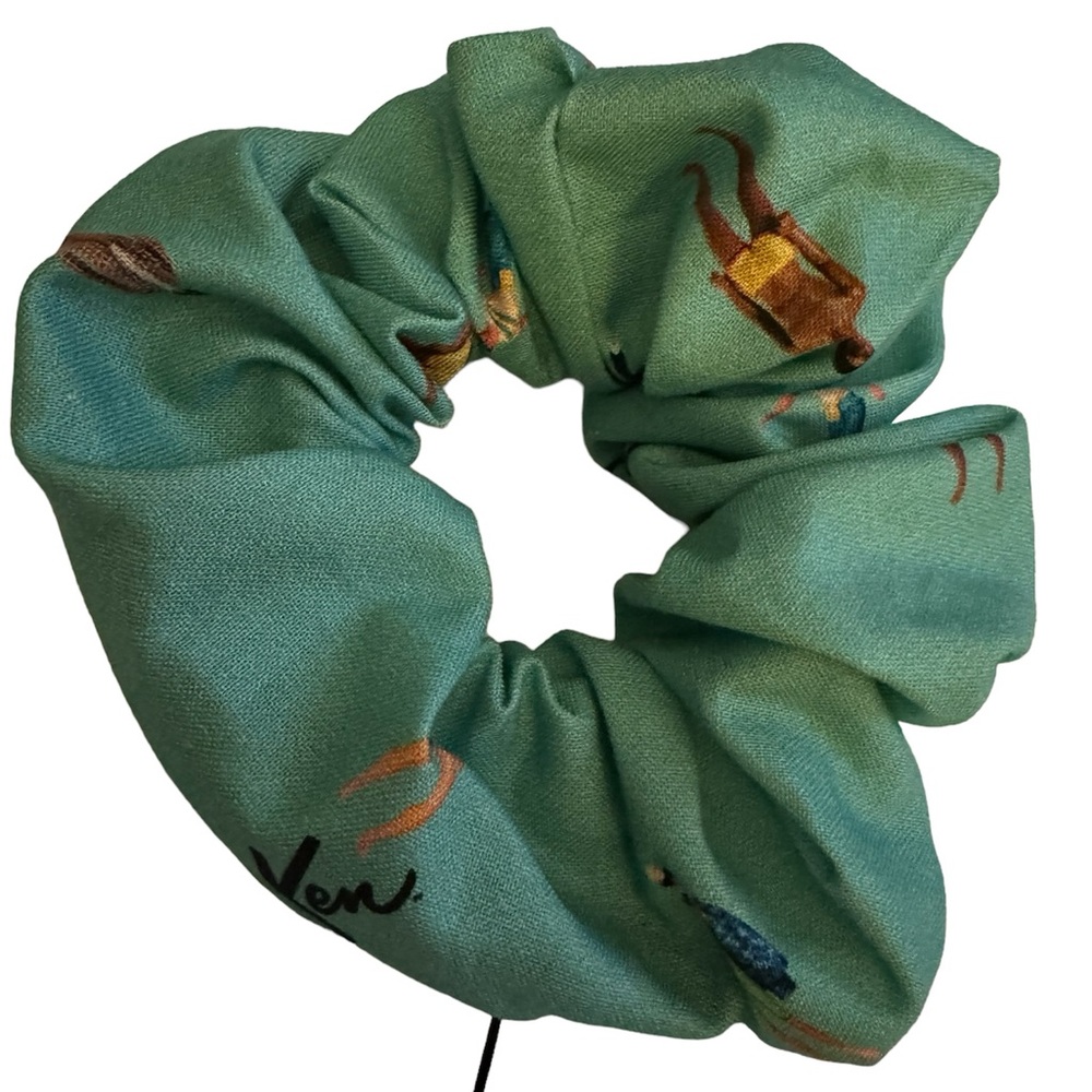 Ken Barbie zipper hair scrunchie hand made USA cotton rare print summer trend